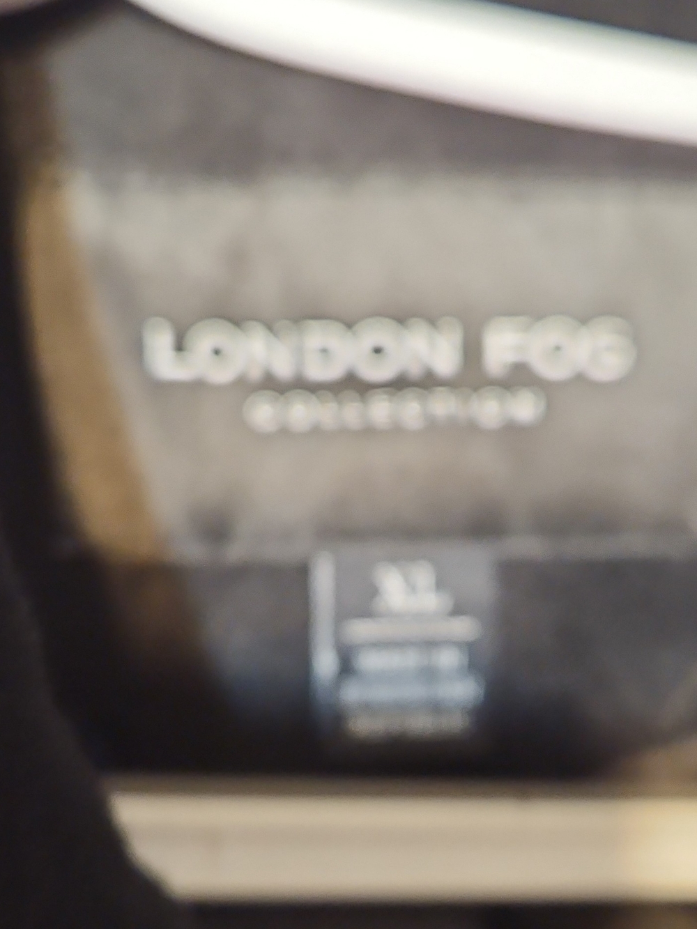 London Fog Black Double-Breasted Peacoat with Red and Gray Striped Scarf - Picture 7 of 9